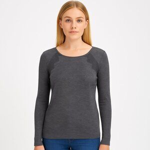 LOFT Charcoal Gray Long Sleeve Knit Top with Lace Detail Size Petite XS